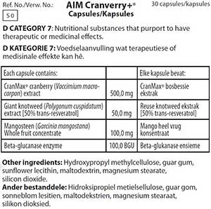 cranberry nutritional info